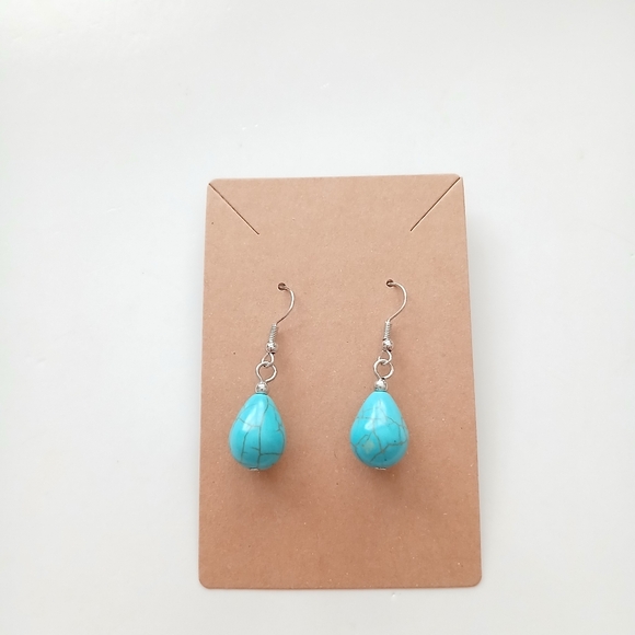 Fashion Jewelry Teal Drop Earrings - Picture 2 of 3